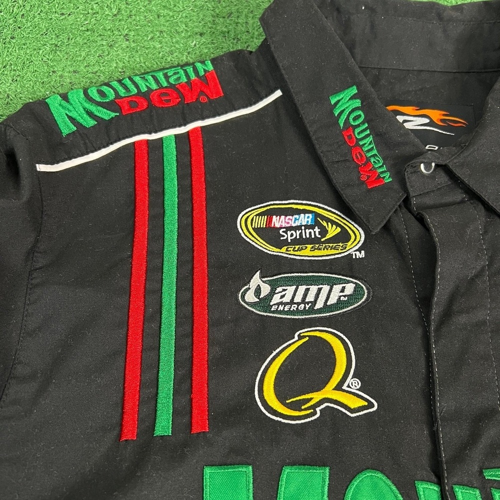 RARE Vintage NASCAR Mountain Dew Dale Jr Racing Button Up Shirt (Size - X Large) - Picture 4 of 12